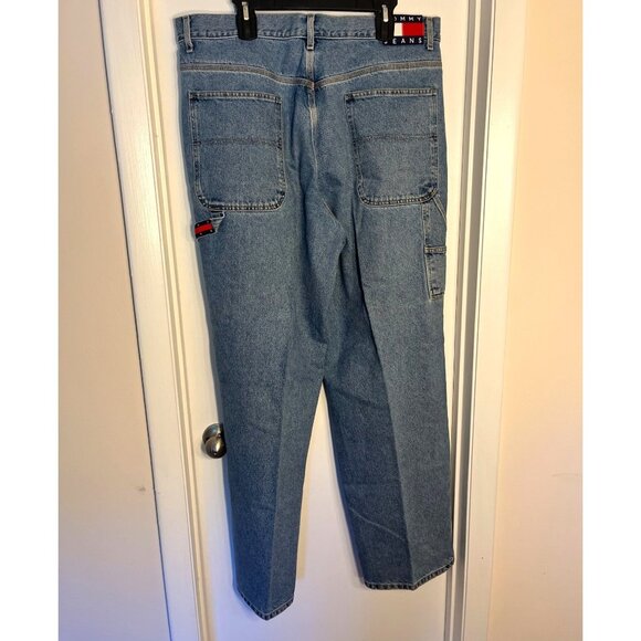 Vtg 90s Tommy Hilfiger Mens Relaxed Fit Carpenter Jeans Denim 38X34" Hammer Flag